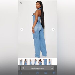 Fashion Nova Light Blue Denim jumpsuit